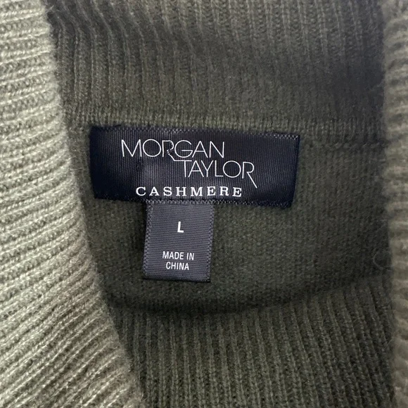 Morgan Taylor Olive Green Cashmere Turtleneck Sweater - Picture 2 of 5